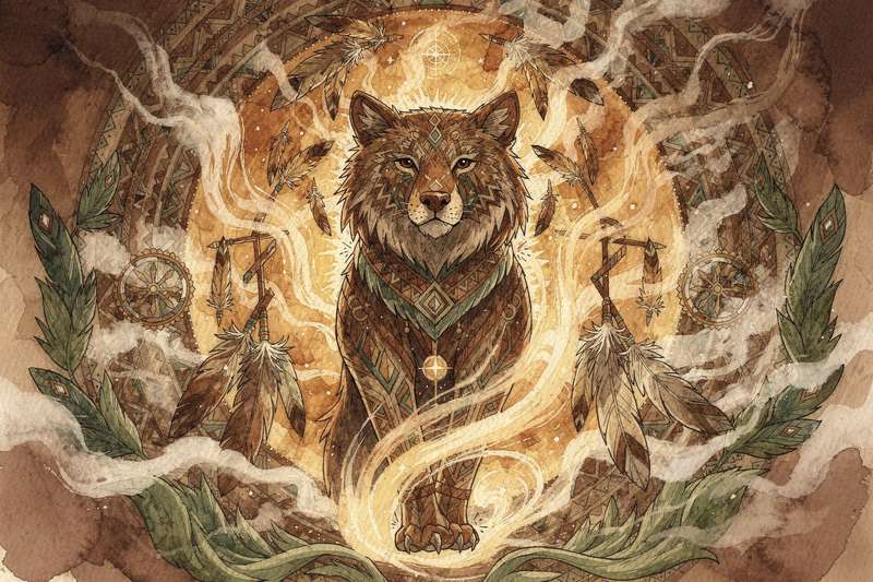 Representación visual de las tres conexiones animales sagradas: espíritu guardián, tótem ancestral y poder personal en...