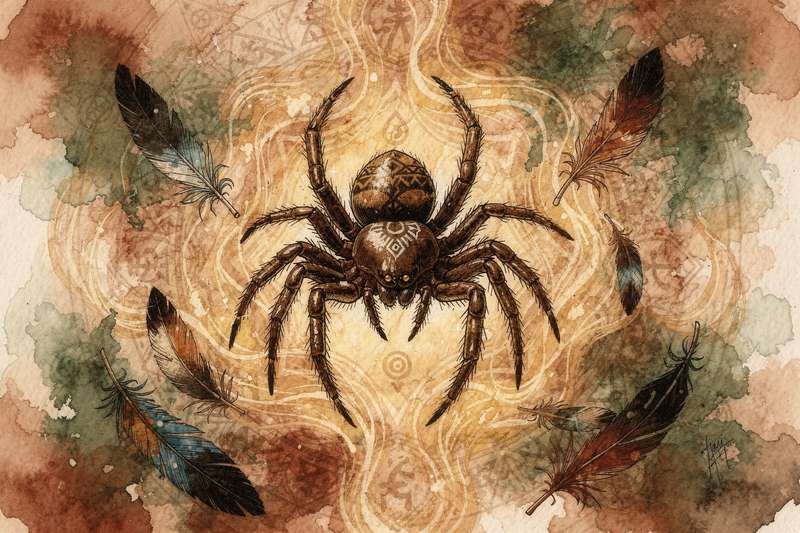 Araña en su tela de seda reflejando su poder para tejer la realidad y manifestar nuestros deseos en el universo.