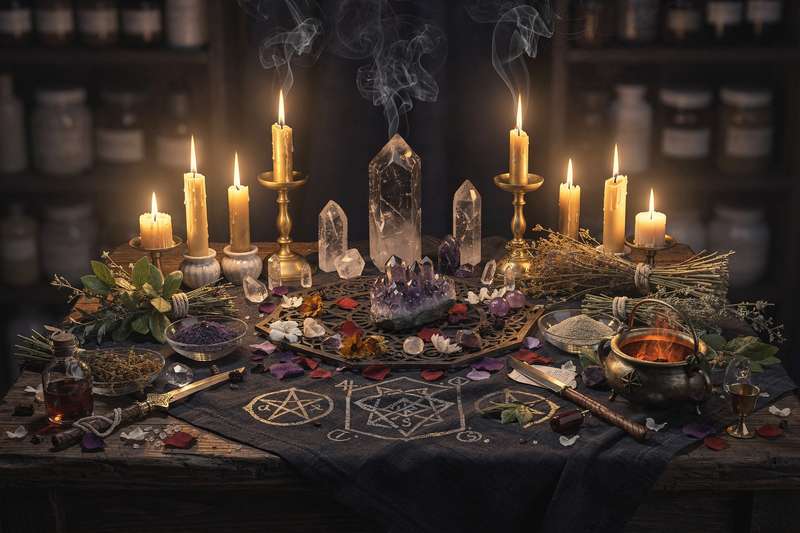 Ritual mágico con velas y hierbas aromáticas para sanar el corazón y cerrar ciclos emocionales del pasado.