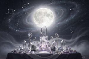 Fase lunar oscurecida en el cielo nocturno representando el ciclo de transformación y renovación espiritual que trae consigo...
