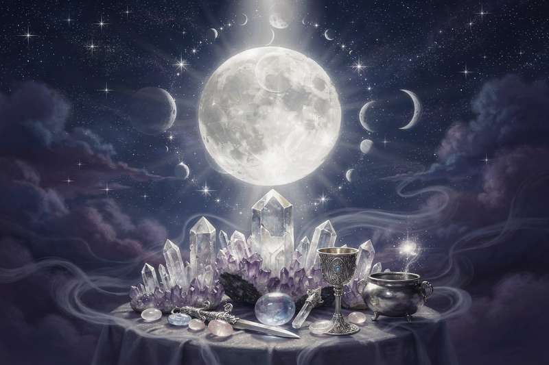Representación astrológica del signo de Capricornio con símbolos lunares que reflejan la estabilidad emocional y la disciplina...