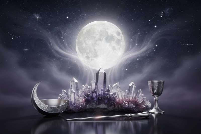 Carta astrológica con la Luna situada en el signo de Géminis rodeada de símbolos zodiacales y constelaciones.