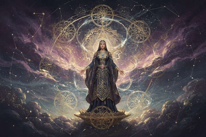 Representación visual de la integración de los aspectos oscuros del ser mediante la práctica contemplativa y el...