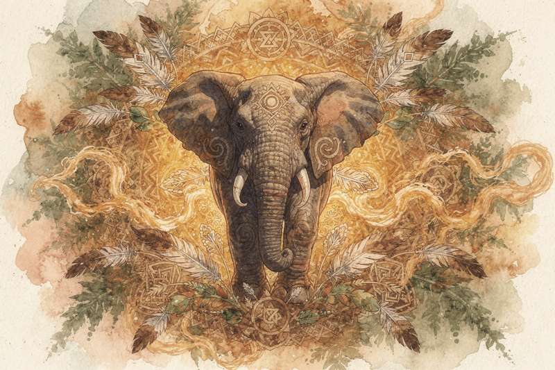 Elefante majestuoso en su hábitat natural representando sabiduría, fortaleza y protección en el simbolismo espiritual.