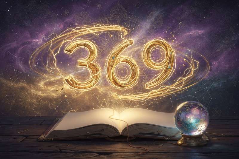 Cuaderno abierto con números 3, 6 y 9 escritos repetidamente como técnica de atracción de abundancia.