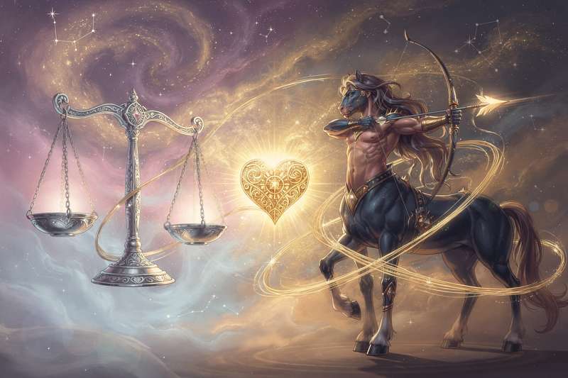 Pareja formada por signos del zodiaco Libra y Sagitario que demuestran su conexión astrológica en un ambiente armonioso.