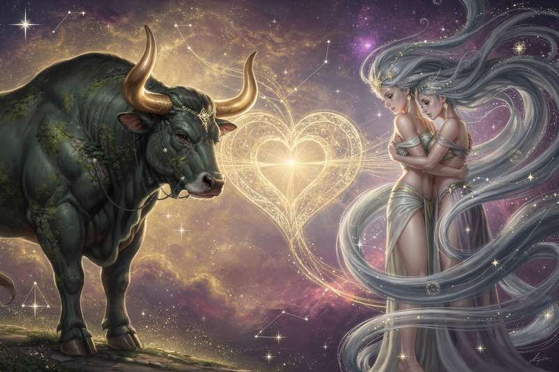 Pareja heterosexual observando las constelaciones de Tauro y Géminis en el cielo nocturno.