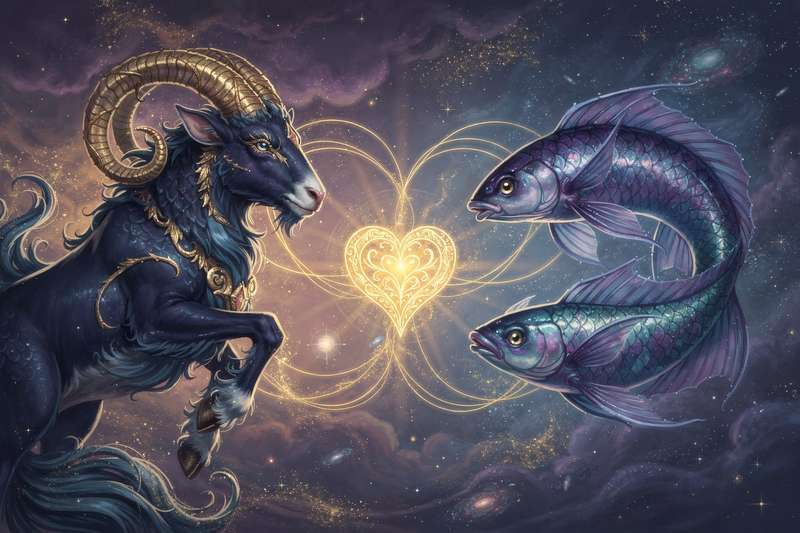 Pareja formada por un Capricornio y un Piscis descubriendo su conexión amorosa en el encuentro de elementos contrarios.