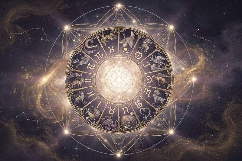 Diagrama circular con los doce signos zodiacales representando la quinta casa astrológica de la creatividad.