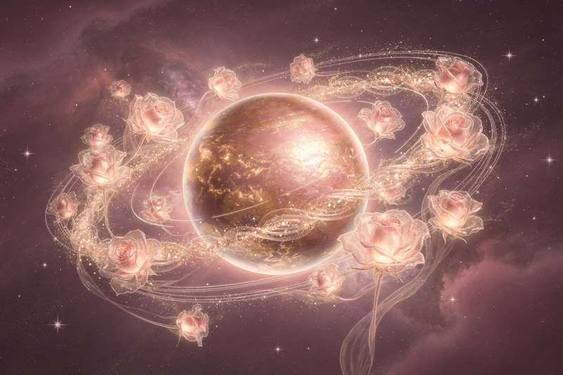 Representación astrológica del planeta Venus en movimiento retrógrado con efectos en relaciones sentimentales y asuntos...