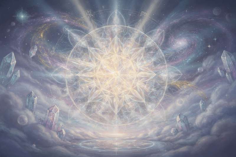 Péndulo de cristal colgante sobre una mesa con cartas de tarot y velas para práctica de adivinación.