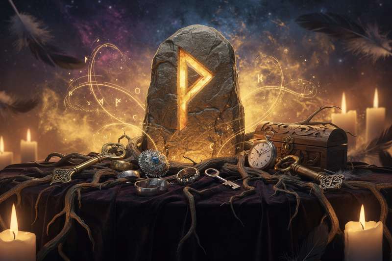 Runa Othala grabada en piedra representando la conexión con los antepasados y el legado familiar.