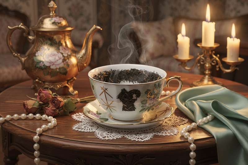 Tazas de porcelana con restos de té dispuestos en diferentes patrones para interpretación adivinatoria según zonas y posiciones.