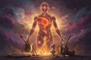 Representación gráfica del centro sacral en el sistema de Human Design mostrando su conexión con la energía vital y la...