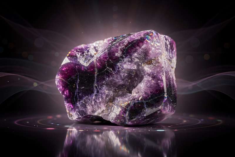 Cristal de sugilita morada con vetas naturales que refuerza la conexión emocional y el bienestar espiritual.