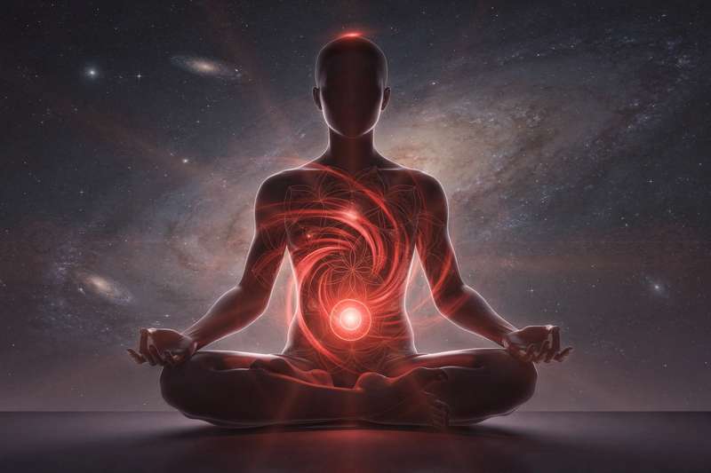 Diferentes minerales rojos y negros dispuestos sobre una superficie de madera natural para equilibrar la energía raíz.