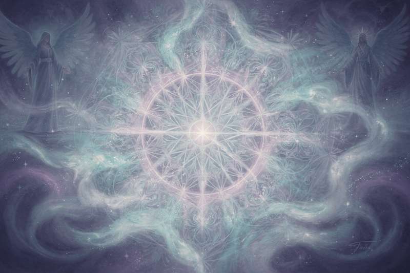 Mandala con patrones geométricos concéntricos que representa el viaje espiritual hacia el centro del ser.