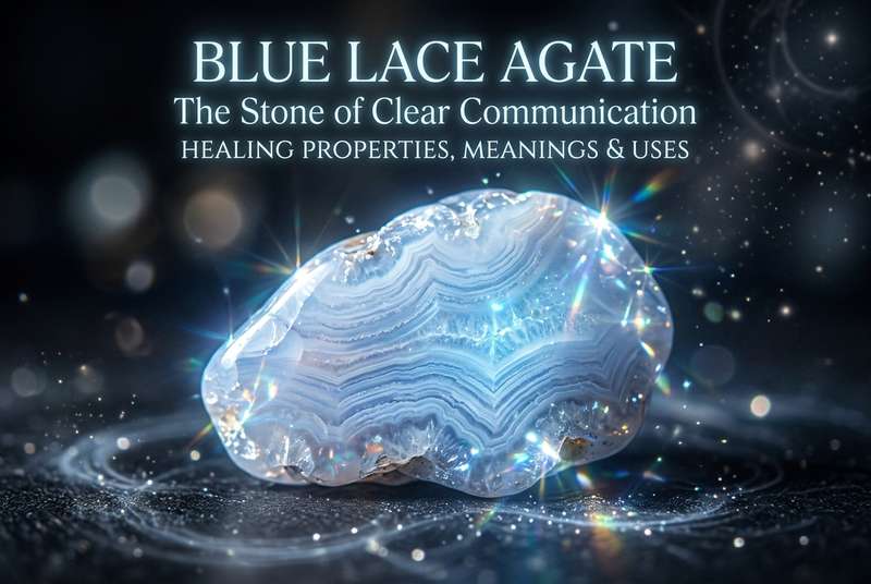 Ágata azul con patrones de encaje blanco, mineral natural pulido que representa la piedra de la comunicación clara.