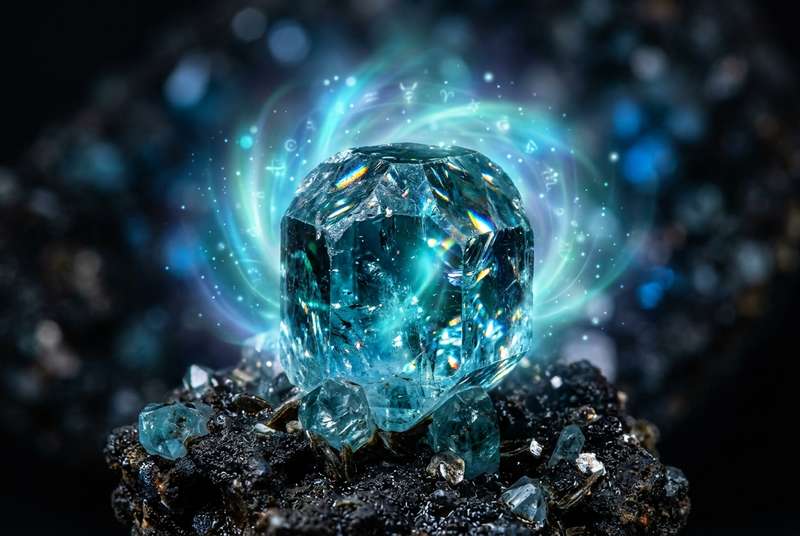 Aguamarina pulida en tonos azul turquesa brillante con reflejos cristalinos característicos de esta piedra semipreciosa.