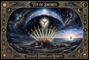Los Diez de Espadas Tarot: Significados para Navegar Finales y Renacimiento