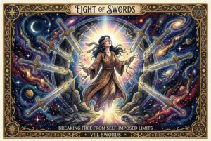 Ocho de Espadas Tarot: Significado de Romper las Cadenas Autoimpuestas