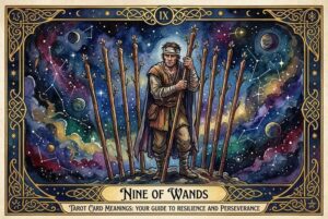 Nueve de Bastos Tarot: Significados de Resiliencia y Perseverancia