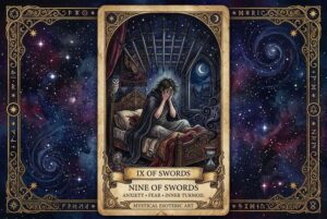 Nueve de Espadas Tarot: Significados de Ansiedad, Miedo y Tormenta Interior Explicados