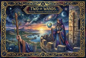 Los Dos de Bastos en el Tarot: Significados de Planificación, Potencial y Acción Deliberada