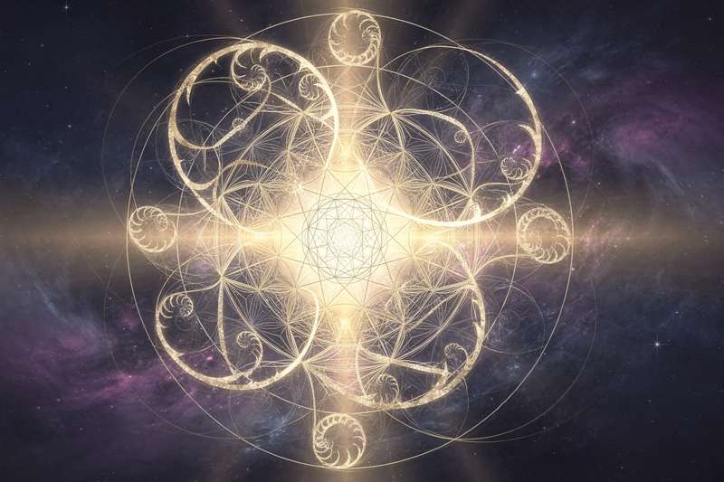 Secuencia de números brillantes que representan la conexión espiritual entre el universo y la guía divina a través de patrones...