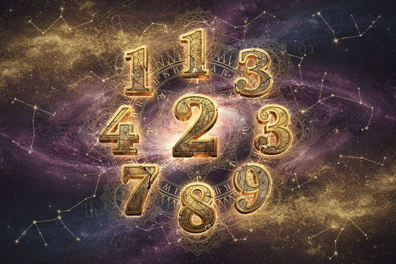Representación visual de símbolos numéricos y su significado oculto en la práctica numerológica antigua.