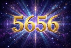 Representación visual de la secuencia numérica 5656 con simbolismo espiritual relacionado con cambios positivos y equilibrio...