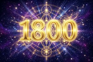 Representación visual del número 1800 con símbolos de prosperidad y energía espiritual para manifestar abundancia.