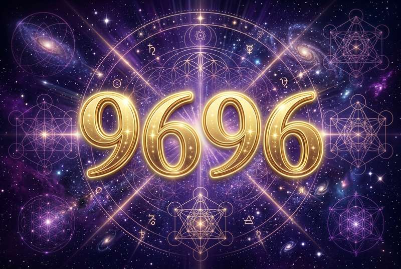 Representación simbólica del número 9696 que transmite mensajes espirituales sobre conclusiones y etapas renovadas en la vida.