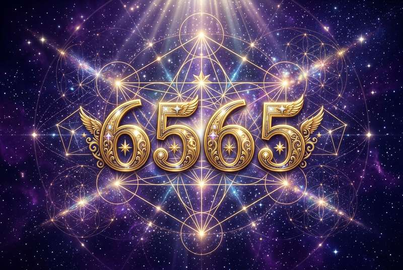 Secuencia numérica 6565 con simbolismo espiritual que representa la transformación personal y el equilibrio en la vida cotidiana.