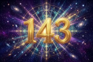 Representación visual del significado espiritual del número 143 como guía divina para alcanzar los propósitos más importantes...