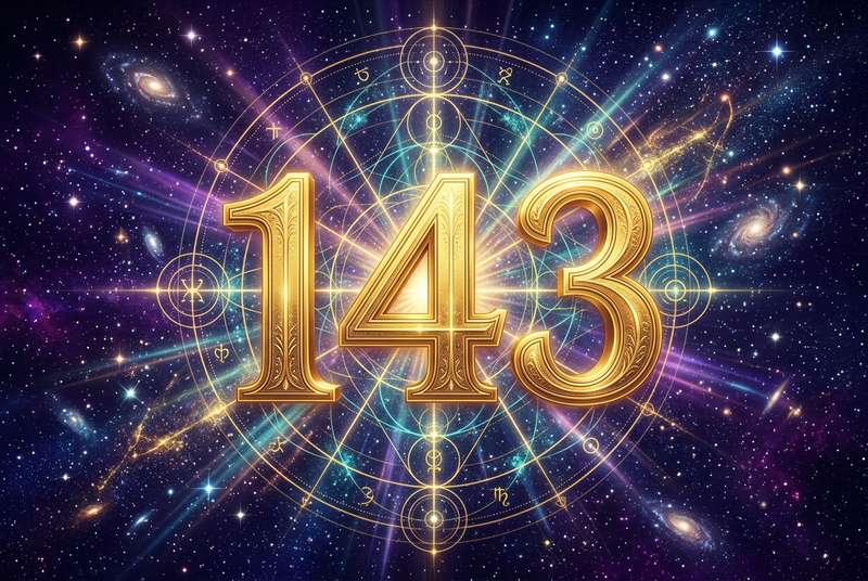 Representación visual del significado espiritual del número 143 como guía divina para alcanzar los propósitos más importantes...