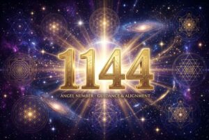 Representación visual del número ángel 1144 como mensaje espiritual del universo para la manifestación personal.