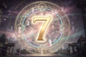 Representación gráfica del número 7 en numerología como símbolo del camino de vida y espiritualidad.