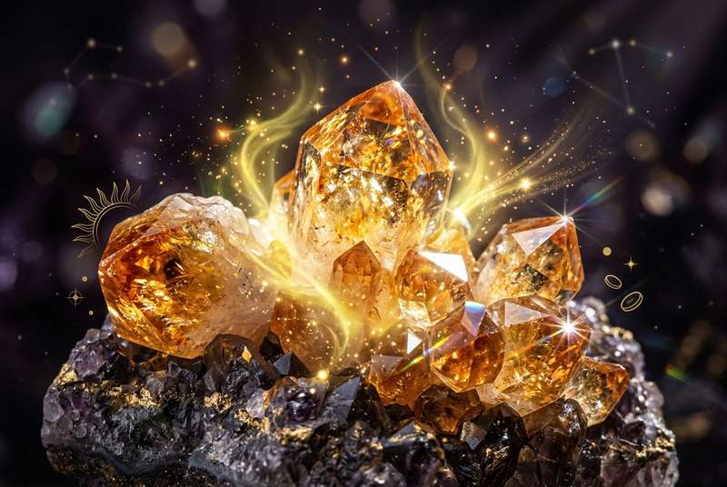 Piedra de cuarzo amarillo citrino pulida que simboliza prosperidad y energía positiva en cristaloterapia.