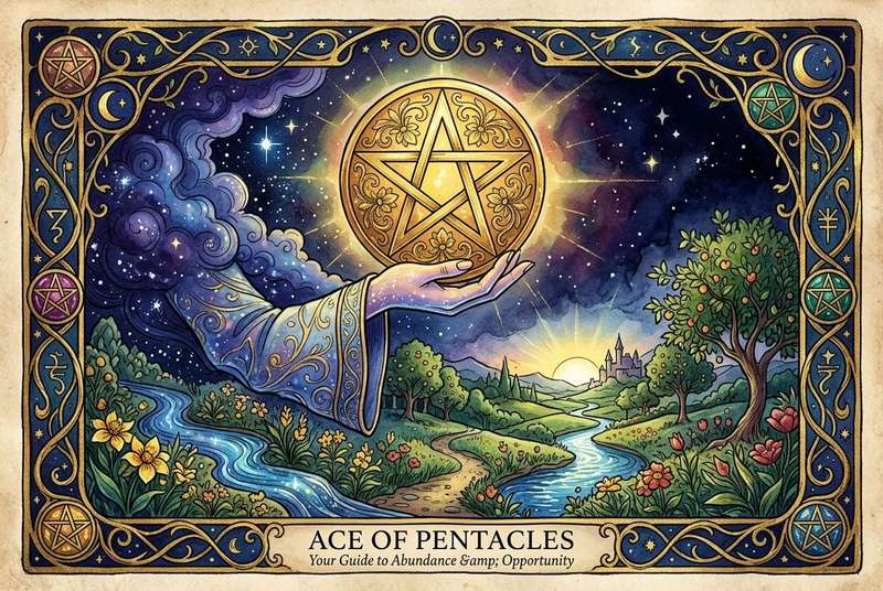 Carta del As de Oros del tarot representando prosperidad, riqueza y nuevas oportunidades financieras que llegan a tu vida.