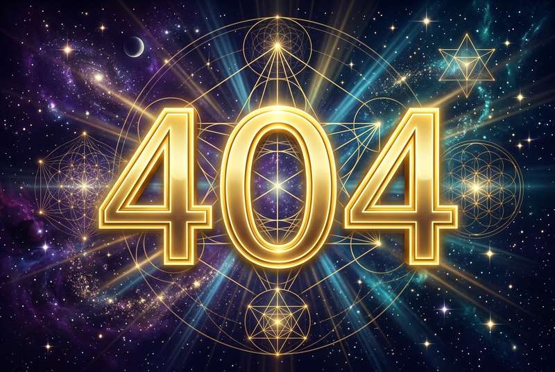 Simbolismo espiritual del número 404 representando la conexión divina y el crecimiento personal en numerología.