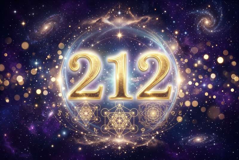 Representación simbólica del número 212 en numerología angélica que refleja conceptos de armonía universal y equilibrio...