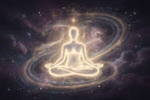 Representación visual del concepto de proyección mental donde la conciencia se refleja en múltiples aspectos de la realidad...