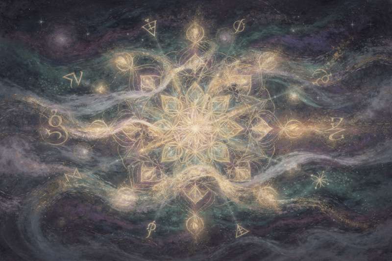 Representación de runas nórdicas grabadas en piedra con símbolos entrelazados para prácticas de magia vinculada y rituales de...