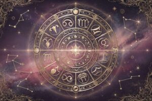 Representación astrológica de Venus en el signo de Capricornio mostrando energías de amor pragmático y compromiso duradero.