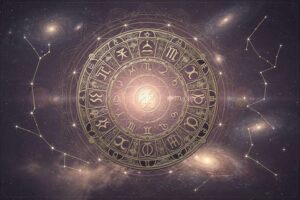 Configuración astrológica de abril que revela los movimientos planetarios influyentes en las relaciones sentimentales del mes.
