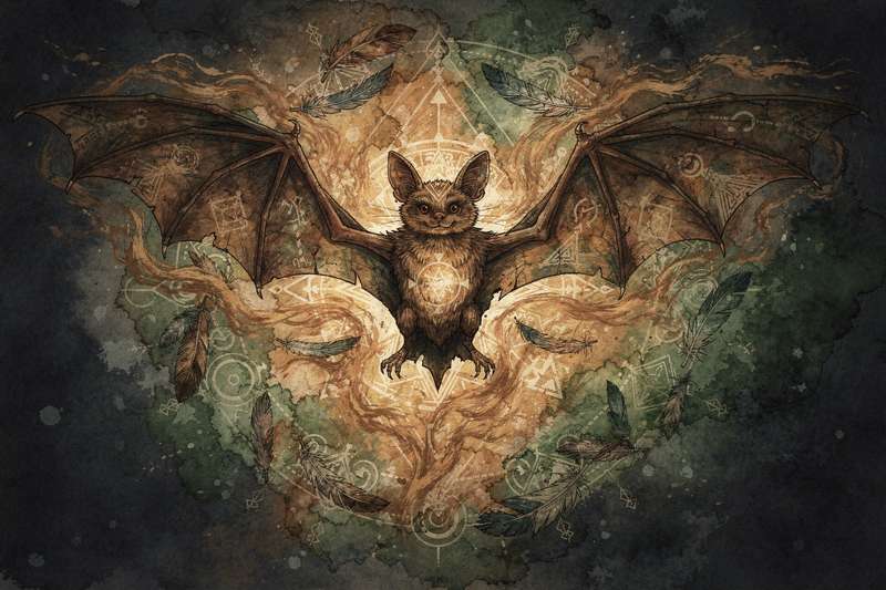 Murciélago volando en la oscuridad durante la noche con las alas completamente extendidas.