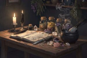 Símbolos y rituales relacionados con la práctica de la magia caótica para brujas que inician su camino espiritual.