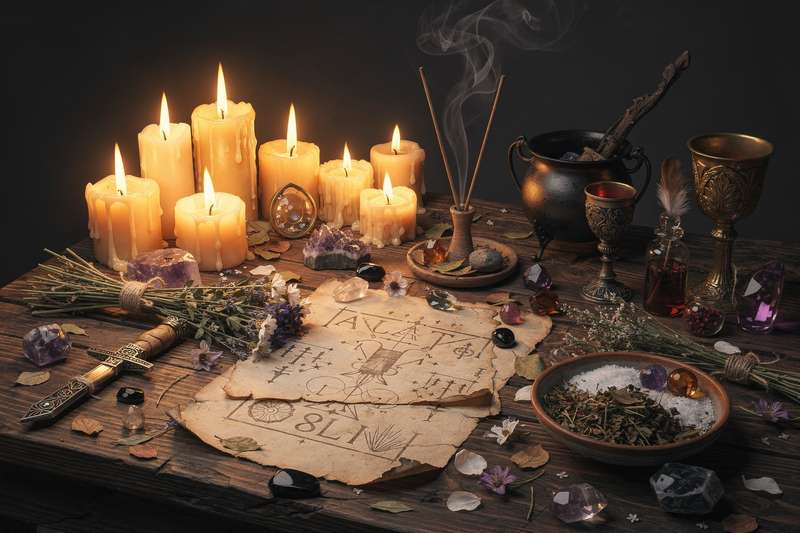 Cordón rojo anudado con intención mágica para rituales de brujería tradicional.