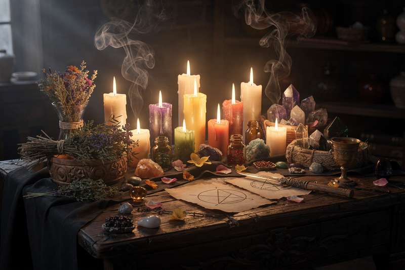 Símbolos y elementos rituales de la tradición brujeril italiana con raíces en la antigüedad.